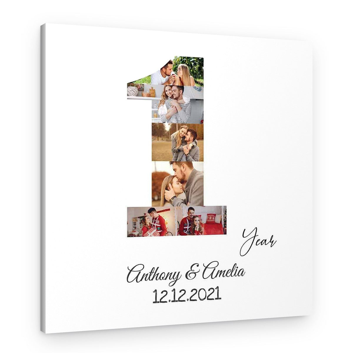 1st Year Anniversary Number Photo Collage – Custom 6 Photos Canvas – Canvas Print – Design A