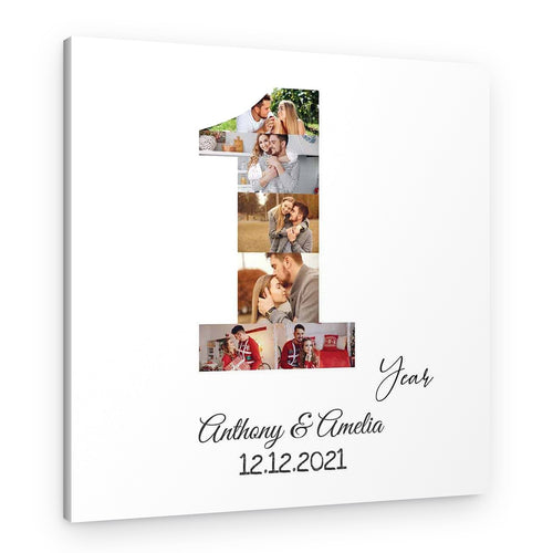 1st Year Anniversary Number Photo Collage – Custom 6 Photos Canvas – Canvas Print – Design A