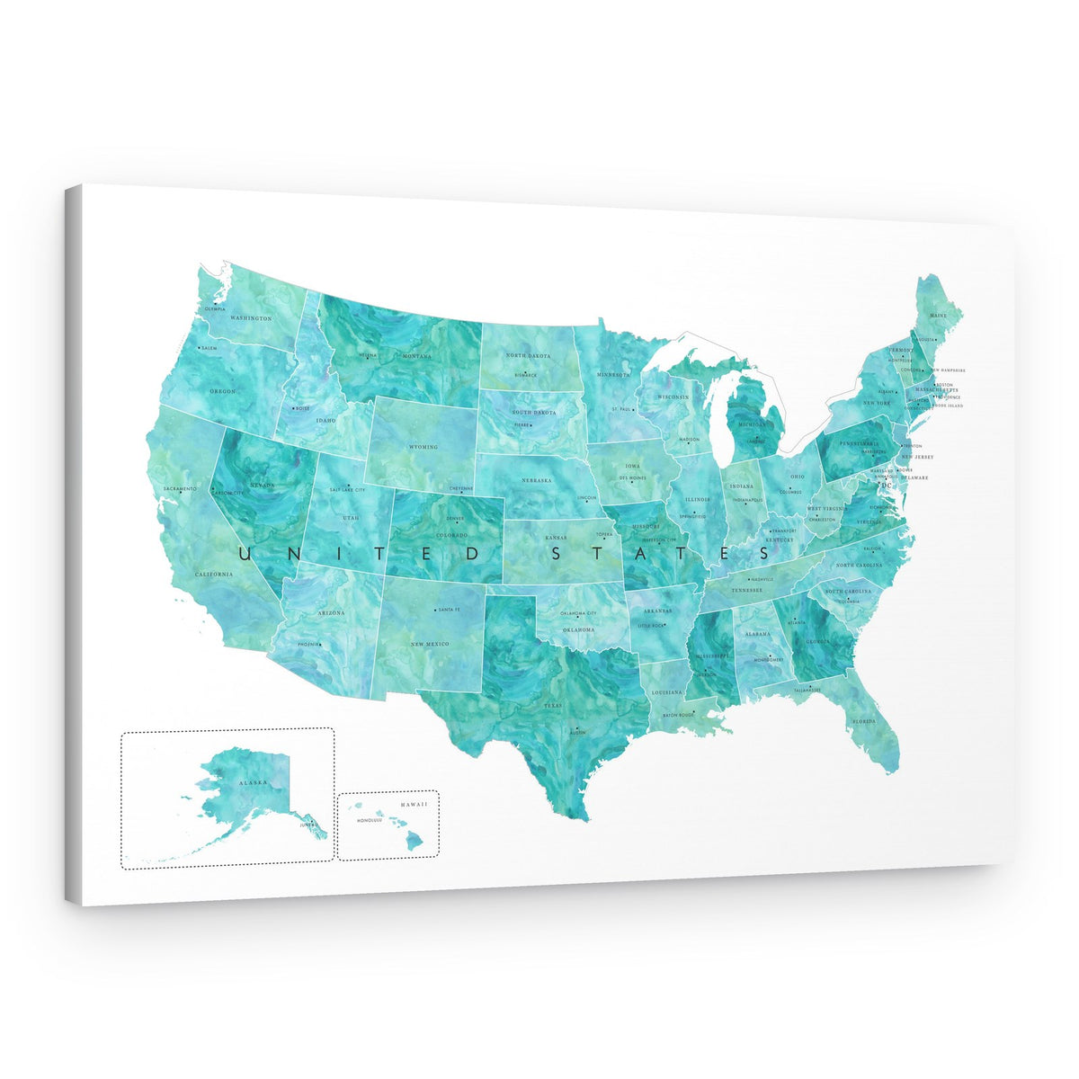 United States Watercolor Map – Canvas Print