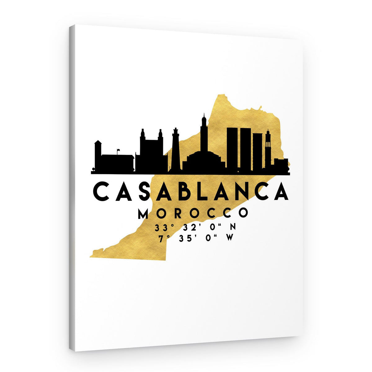 Casablanca Morocco Gold Map – Canvas Print