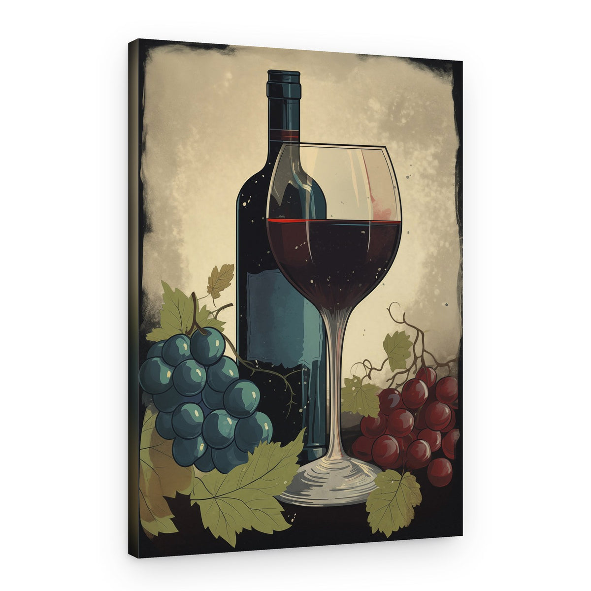Rustic Wine and Grapes – Canvas Print
