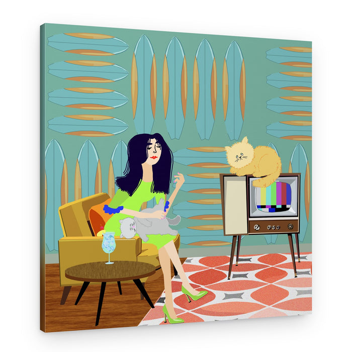 Retro Lounge Cats – Canvas Print