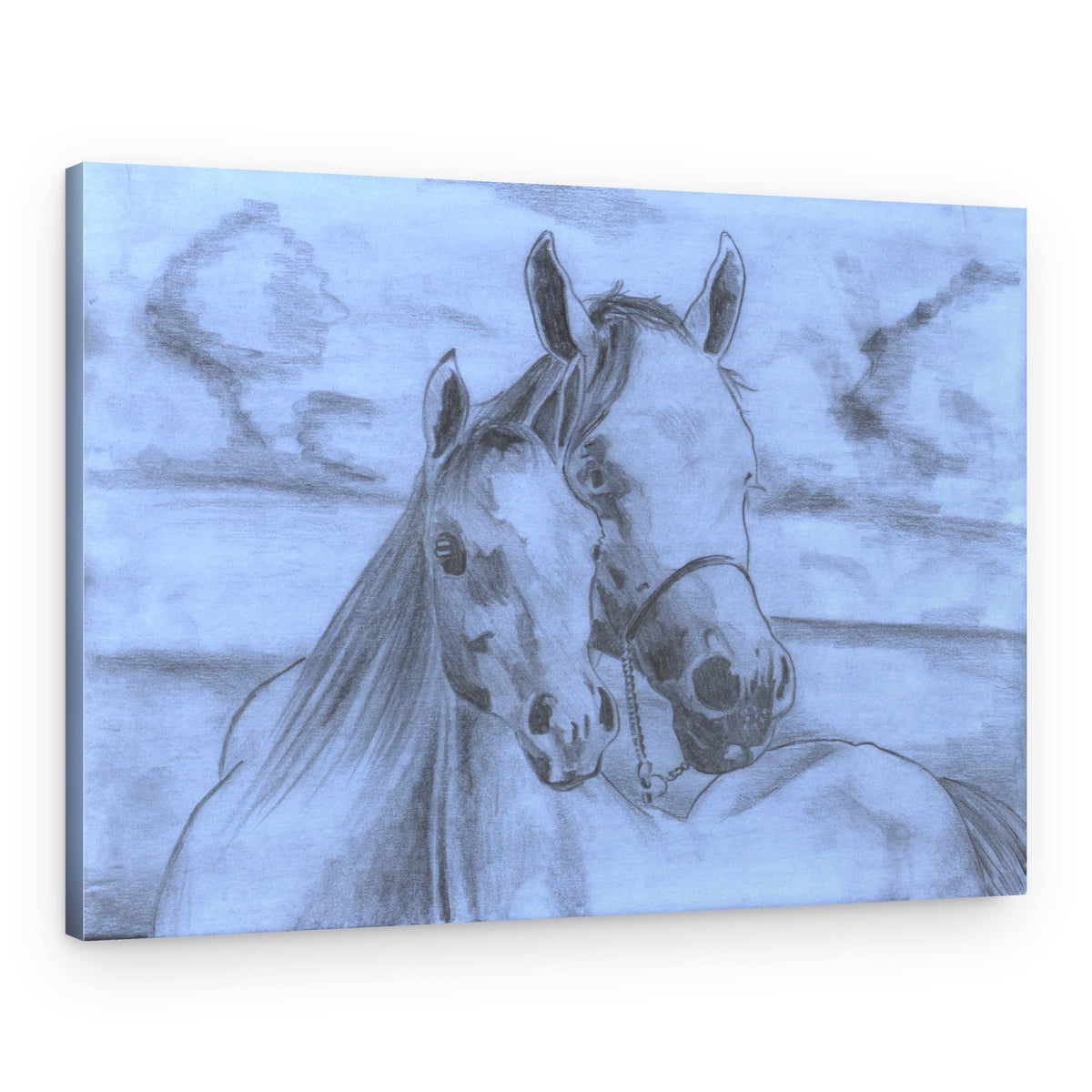 Gentle Horse Bond Sketch – Canvas Print