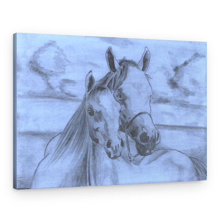 Gentle Horse Bond Sketch – Canvas Print