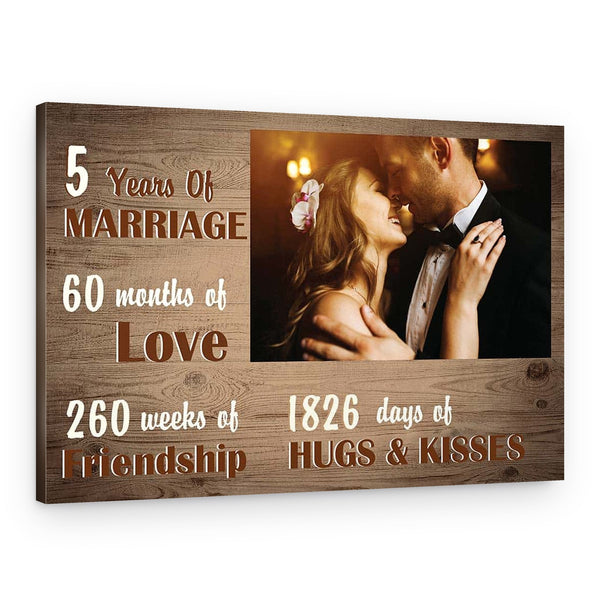 5 Years Of Marriage Custom Photo Canvas Print