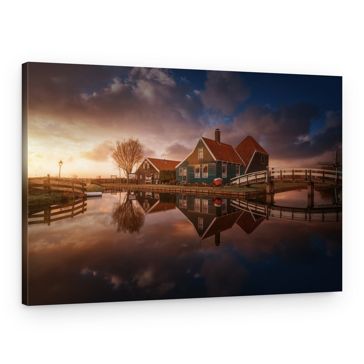 Tranquil Dutch Village Sunset – Canvas Print
