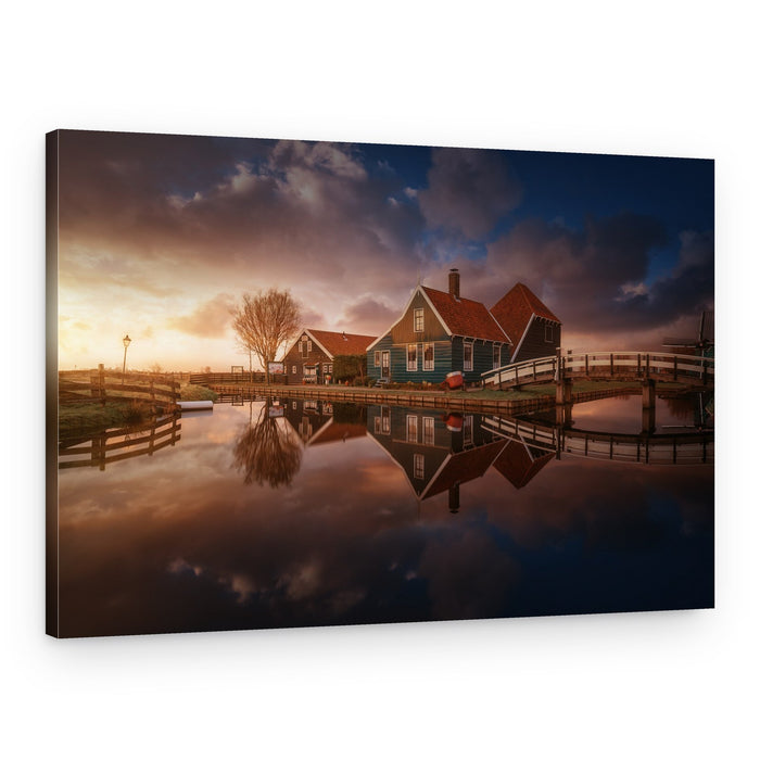 Tranquil Dutch Village Sunset – Canvas Print