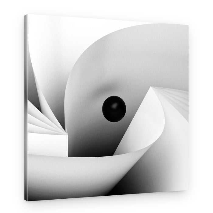Black Sphere White Curves – Canvas Print