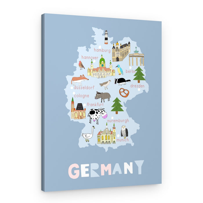 Whimsical Germany Map – Canvas Print
