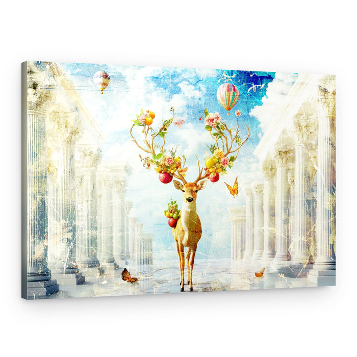 Magical Deer Temple Garden – Canvas Print