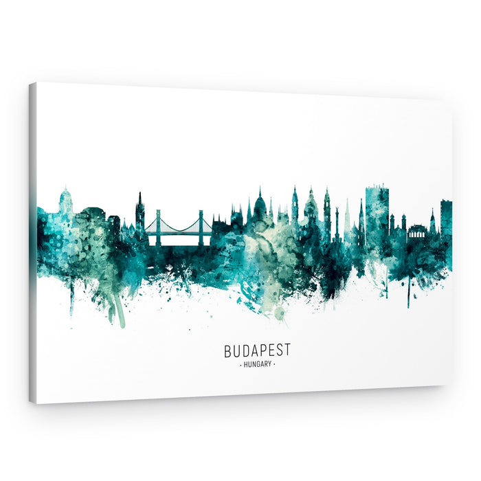 Budapest Watercolor Skyline – Canvas Print