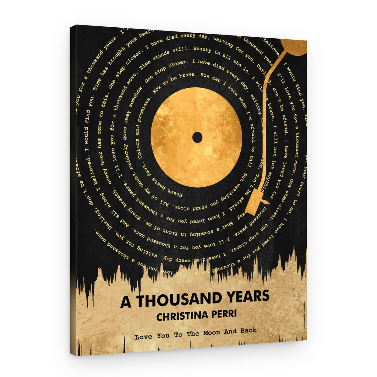 Golden Vinyl: Retro Lyrical Art Canvas Print – Canvas Print