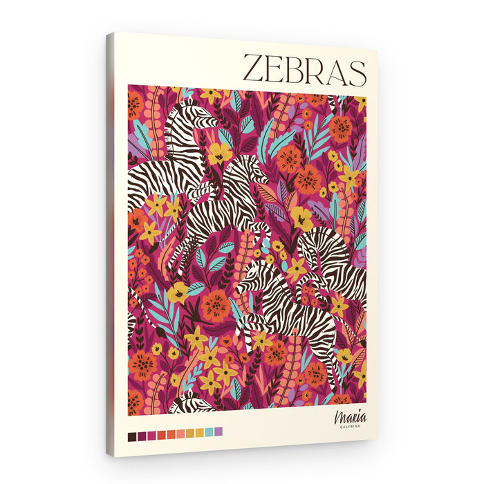 Jungle Zebras Floral – Canvas Print