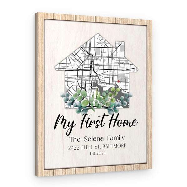 Personalized My First Home Map Housewarming Canvas Print