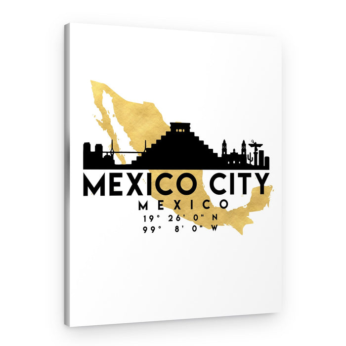 Mexico City Golden Skyline – Canvas Print