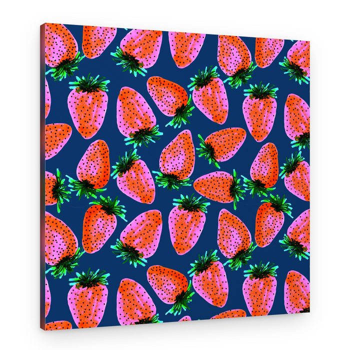 Vibrant Strawberry Pattern – Canvas Print