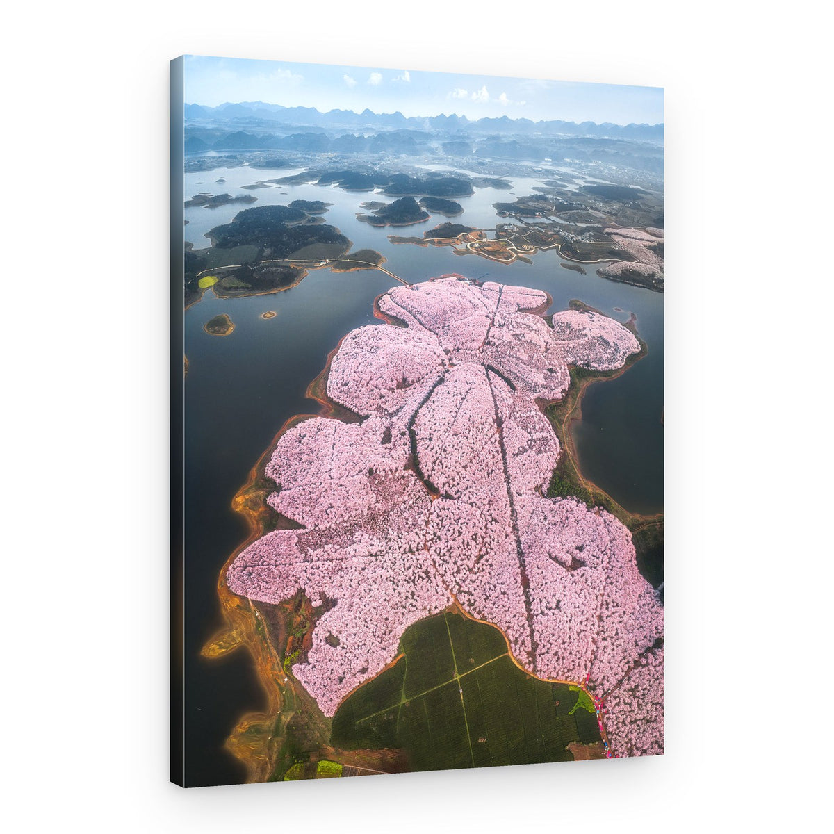 Pink Blossom Islands Lake – Canvas Print