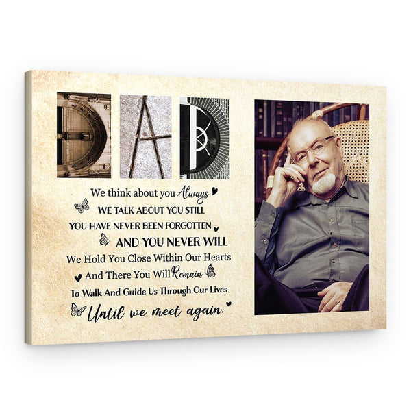Memorial Gifts For Loss Of Dad Custom Letter Art Canvas Print