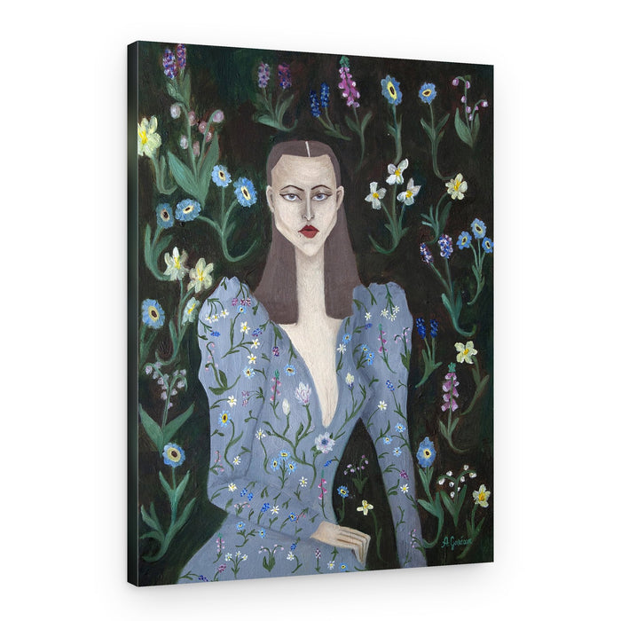 Elegant Woman Wildflowers – Canvas Print