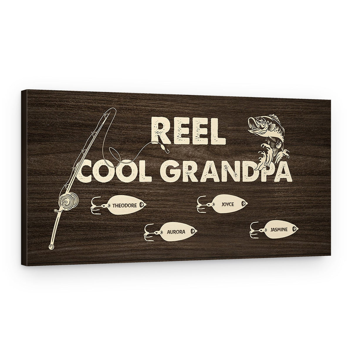 Reel Cool Grandpa Custom Canvas Print – Canvas Print – 4 Kids