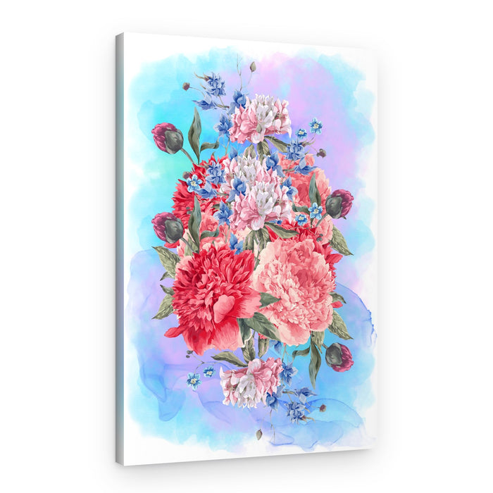 Vibrant Peony Bouquet – Canvas Print