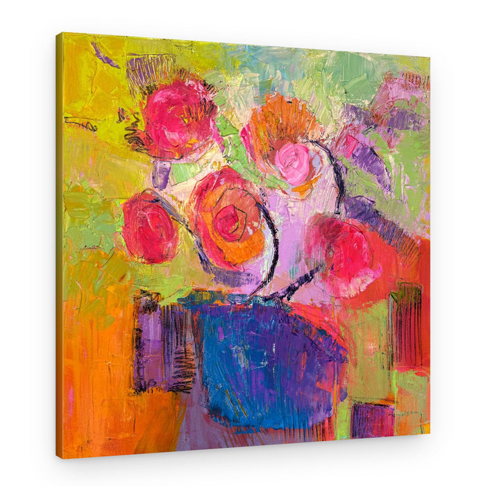 Impressionistic Flowers in a Vase – Canvas Print
