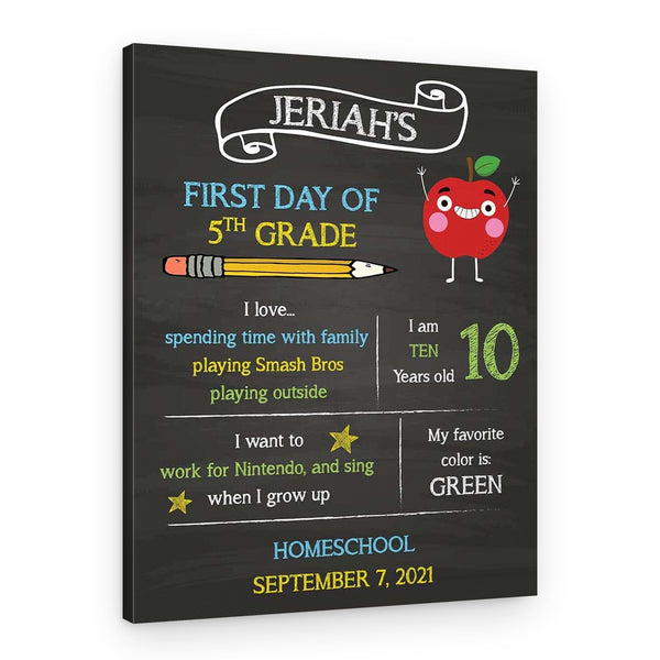 First Day of School Signs Custom Canvas Print