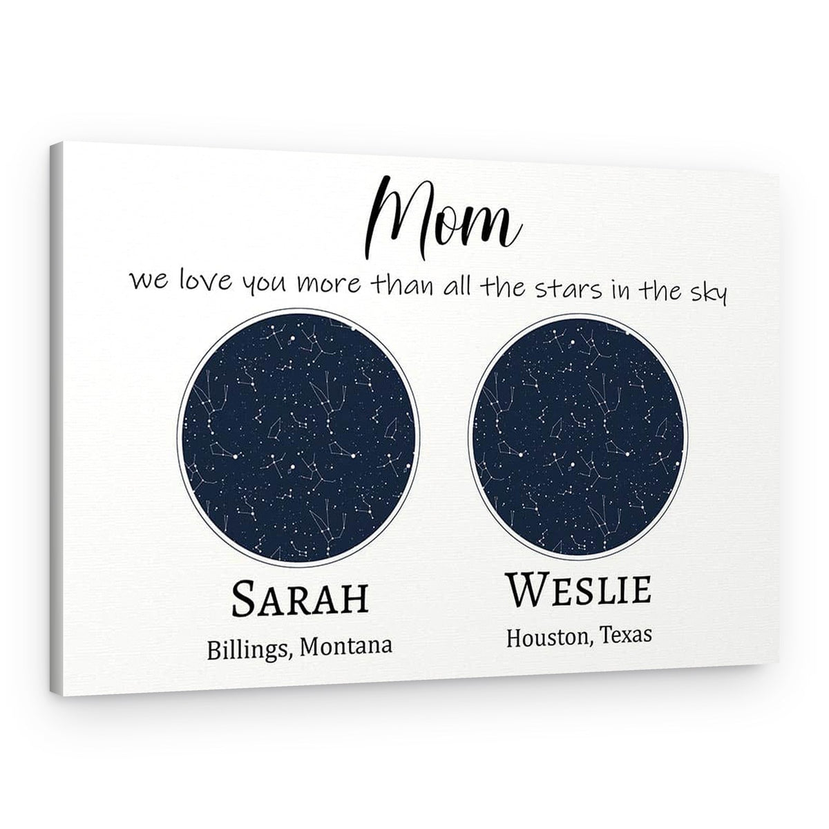 Custom Constellation Two Star Map Canvas Print – Canvas Print – 2 Children