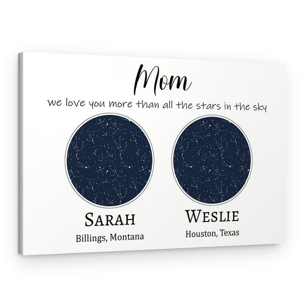 Custom Constellation Two Star Map Canvas Print