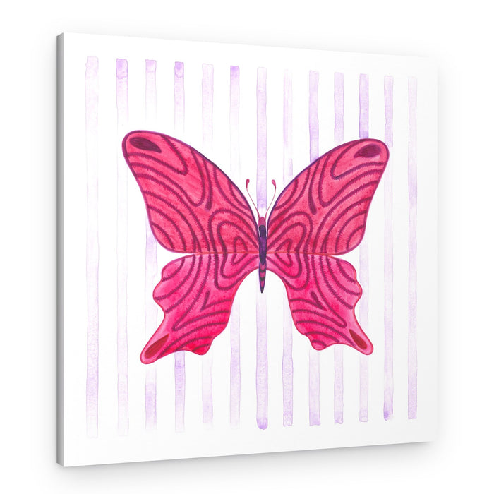 Pink Butterfly with Stripes Pattern – Canvas Print