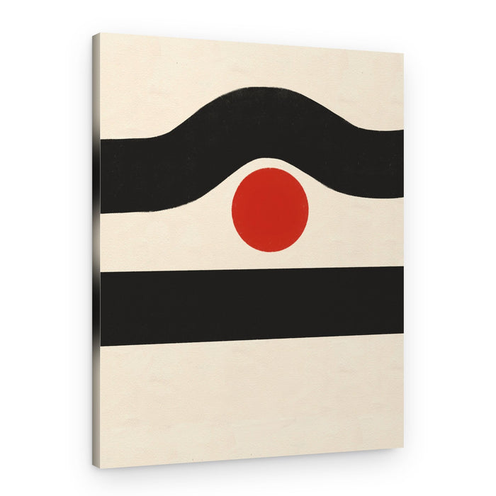 Black Lines Red Circle – Canvas Print
