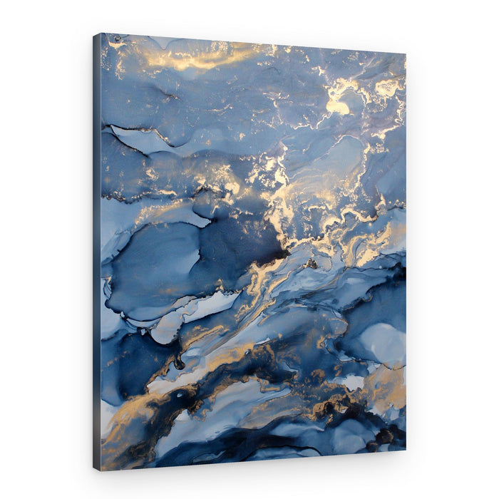 Deep Blue Gold Abstract – Canvas Print