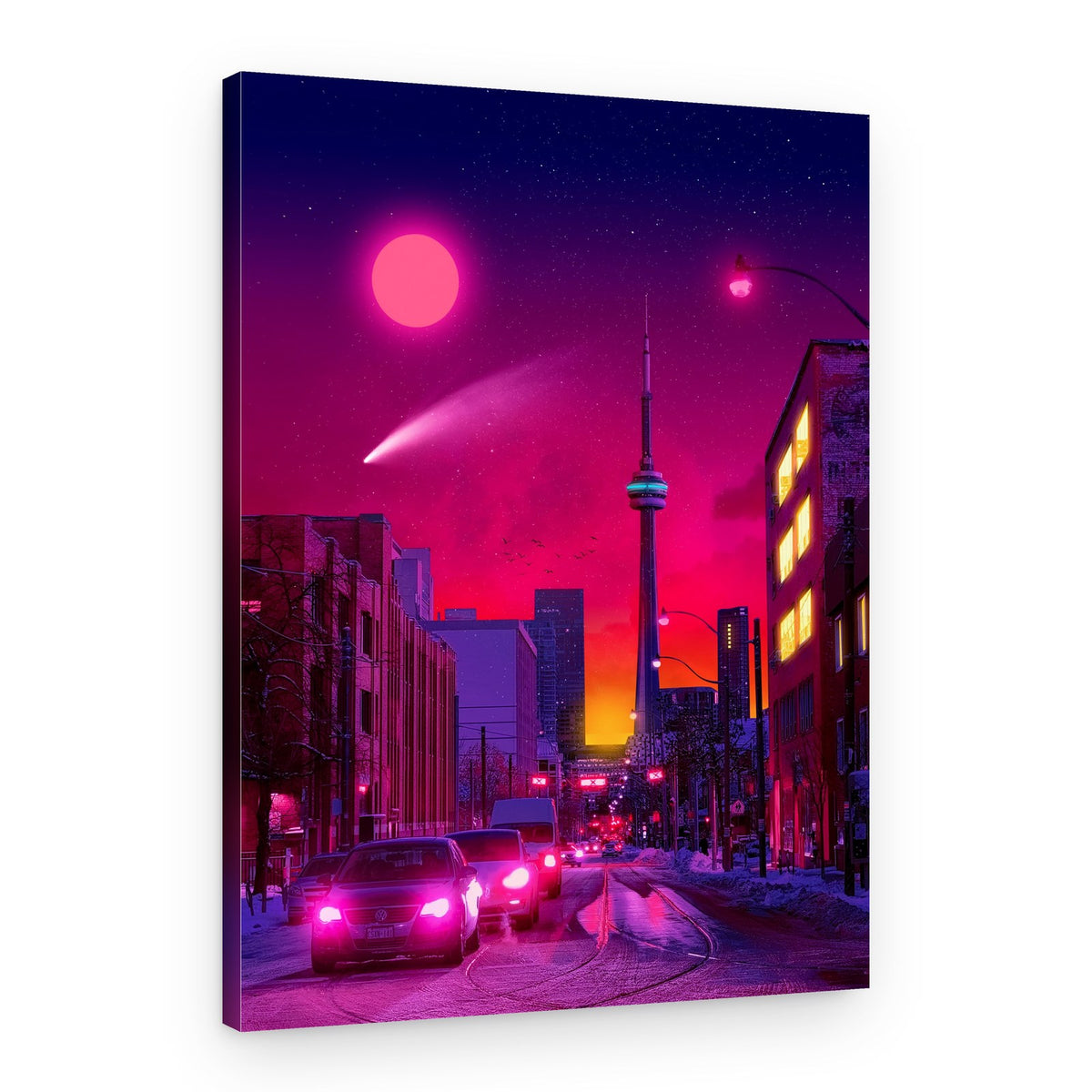 Pink Toronto Winter Night – Canvas Print