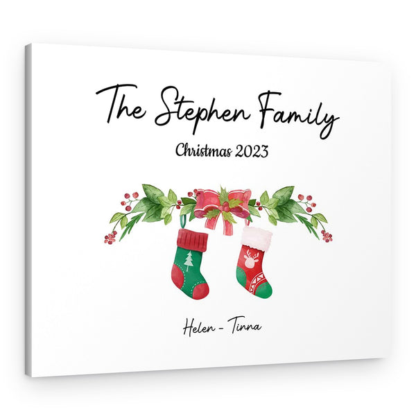 Personalised Christmas Stocking Print Canvas Print