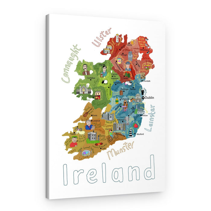 Whimsical Ireland Map – Canvas Print