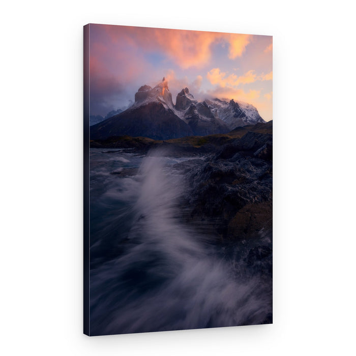 Golden Peaks Morning Flow – Canvas Print