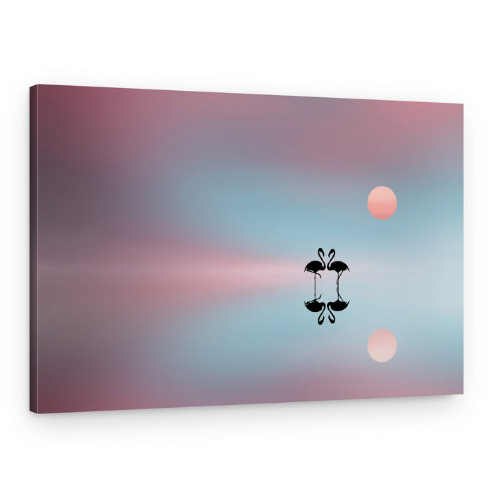 Flamingo Love Sunset – Canvas Print