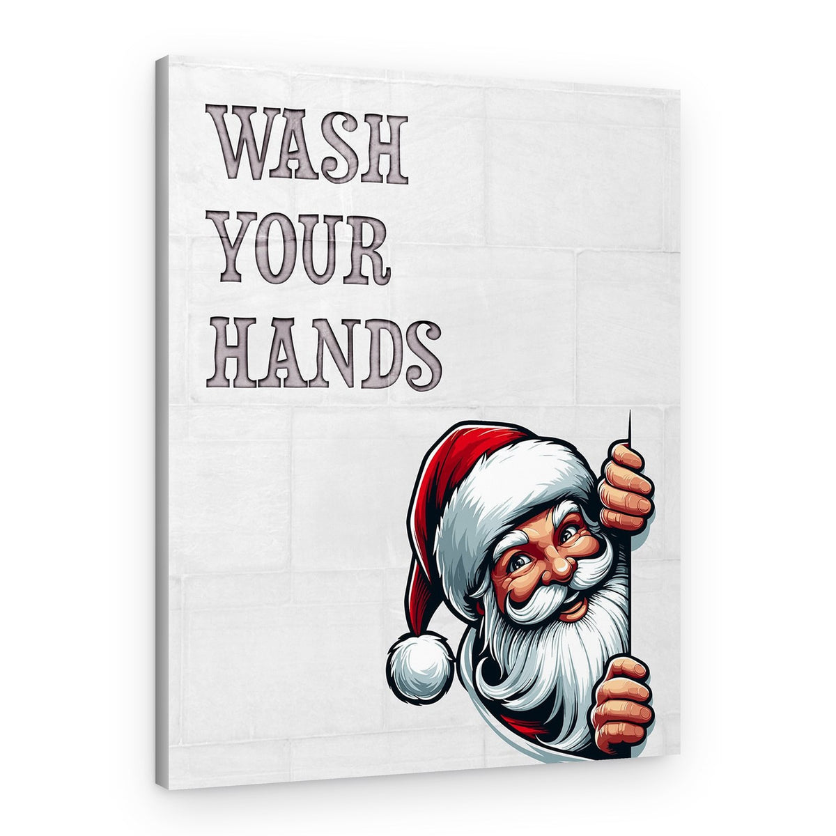 Funny Wash Your Hands Christmas Bathroom Canvas Art – Canvas Print