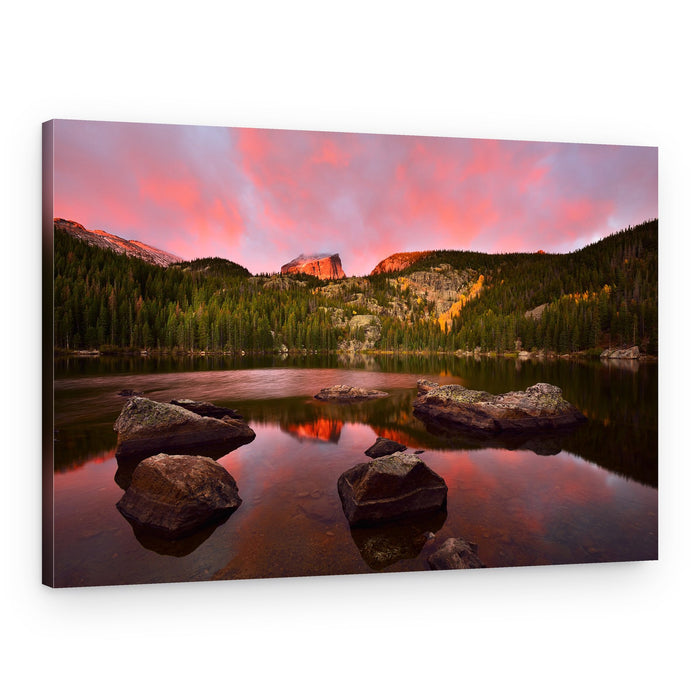 Vibrant Mountain Lake Dawn – Canvas Print