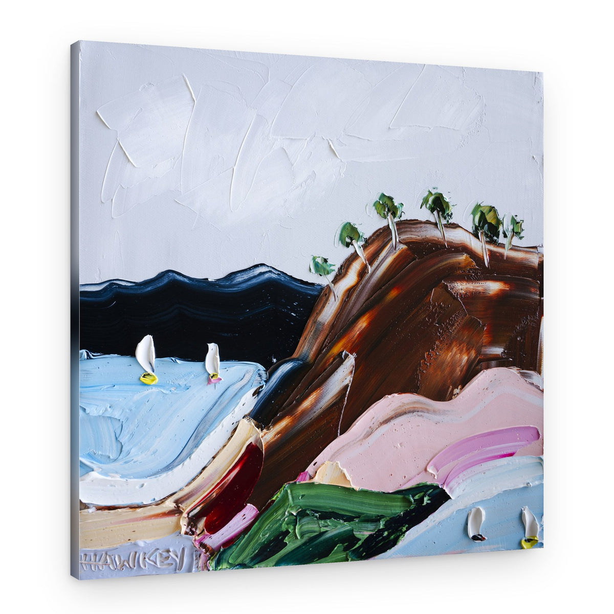 Textured Coastal Sailboats – Canvas Print