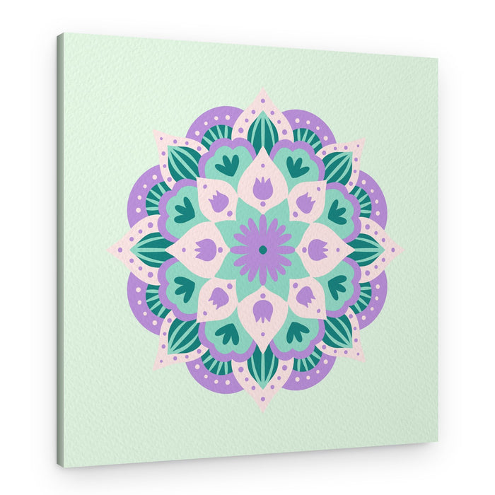 Purple Teal Floral Mandala – Canvas Print