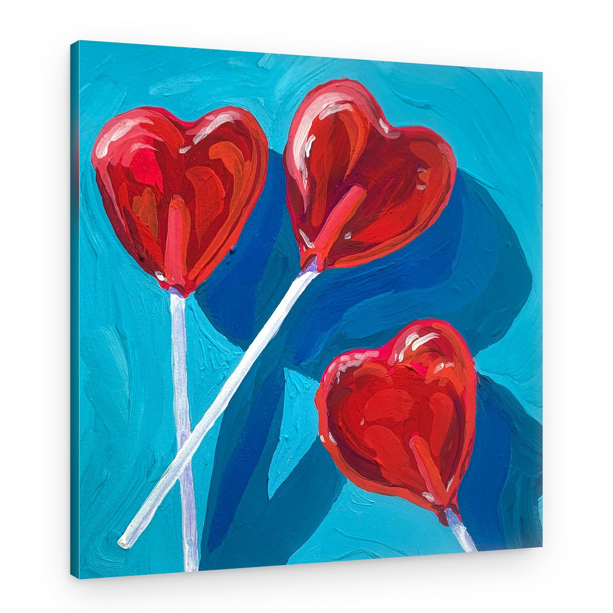 Sweet Red Heart Lollipops – Canvas Print