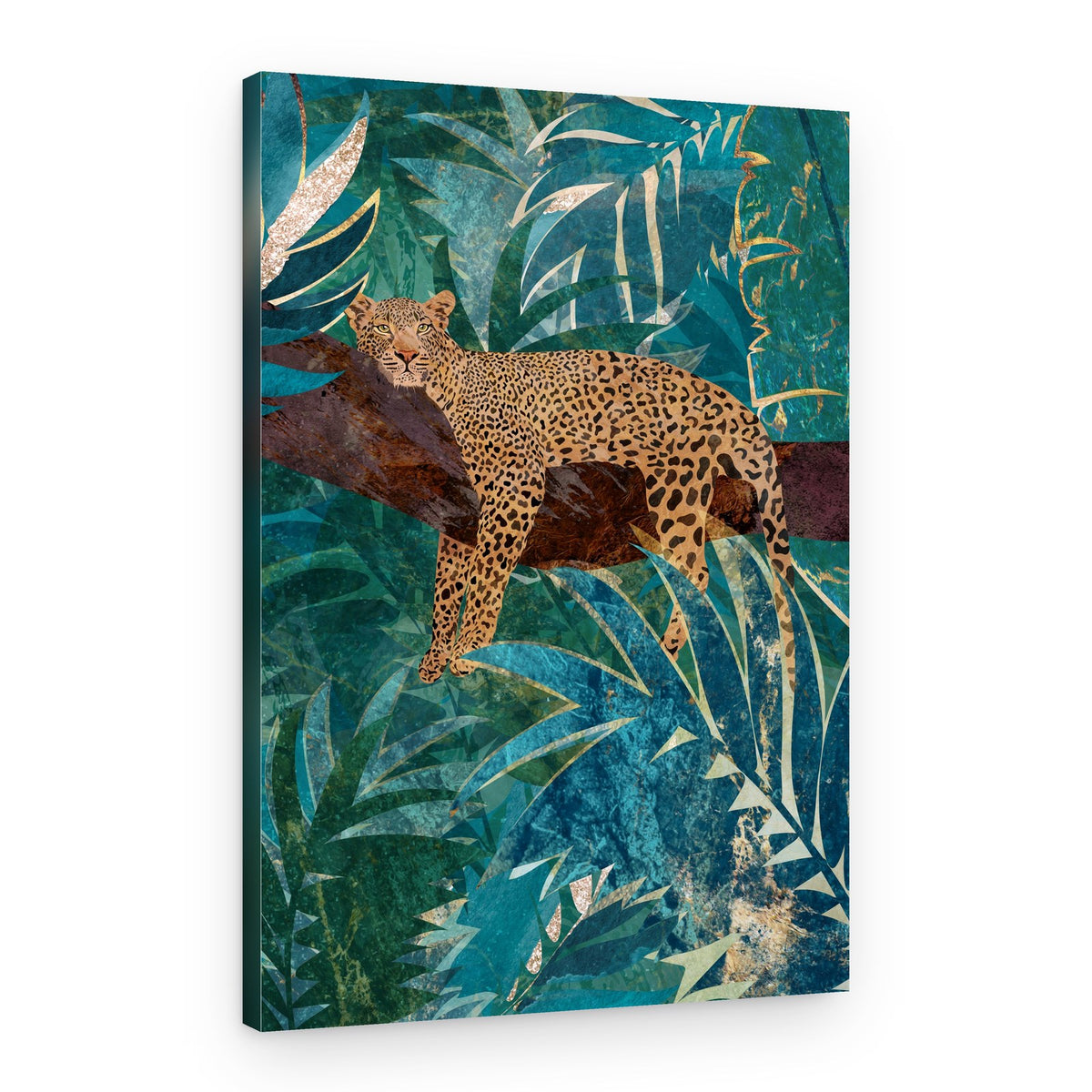 Teal Jungle Leopard – Canvas Print