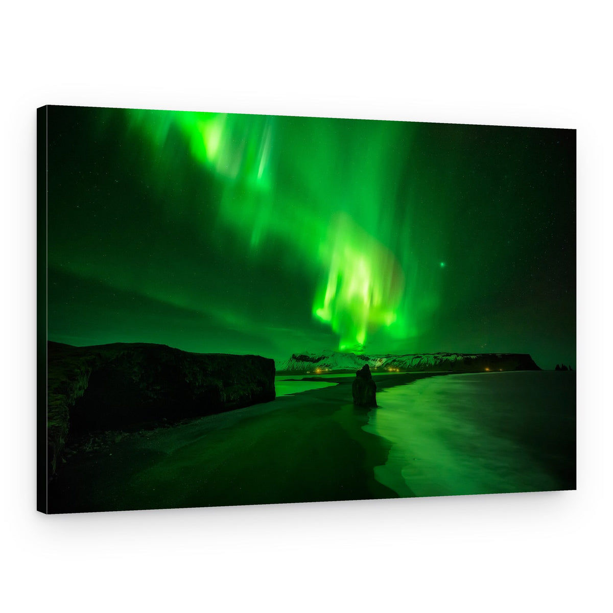Green Aurora Over Iceland – Canvas Print