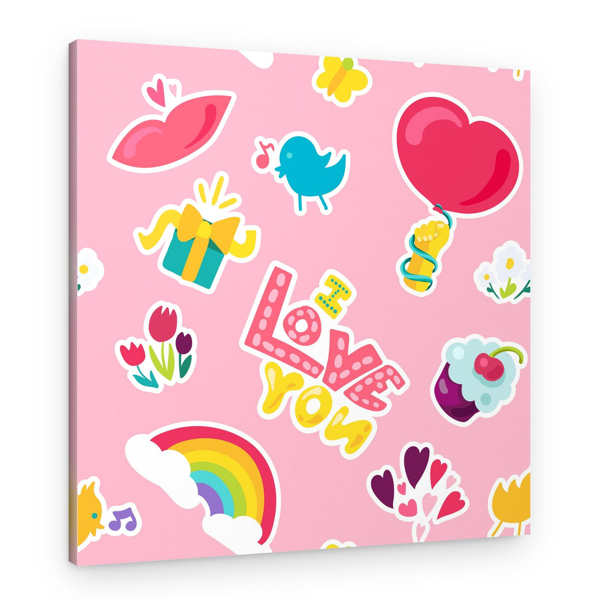 Cute Love Stickers – Canvas Print