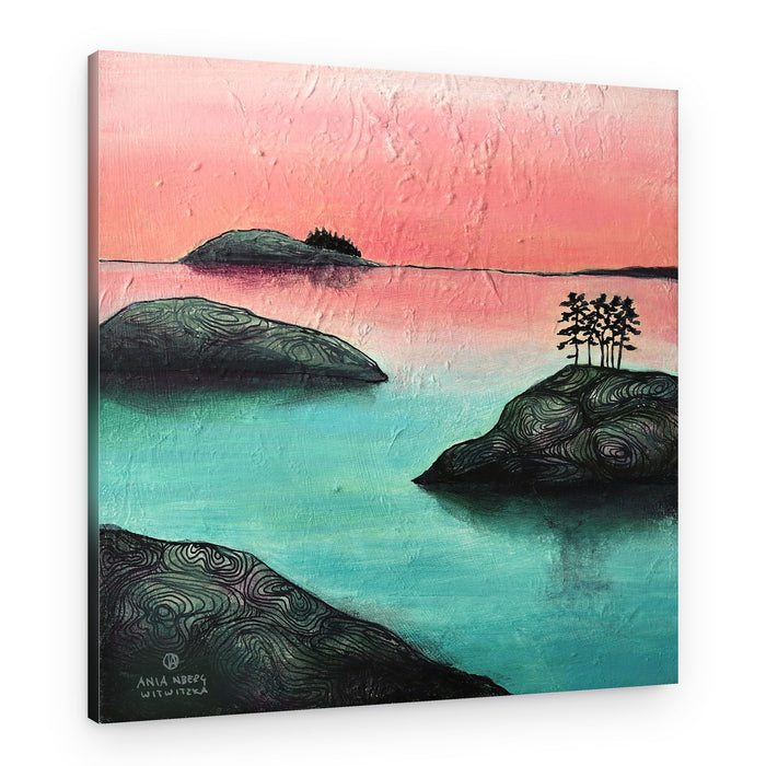 Pink Sky Island Landscape – Canvas Print