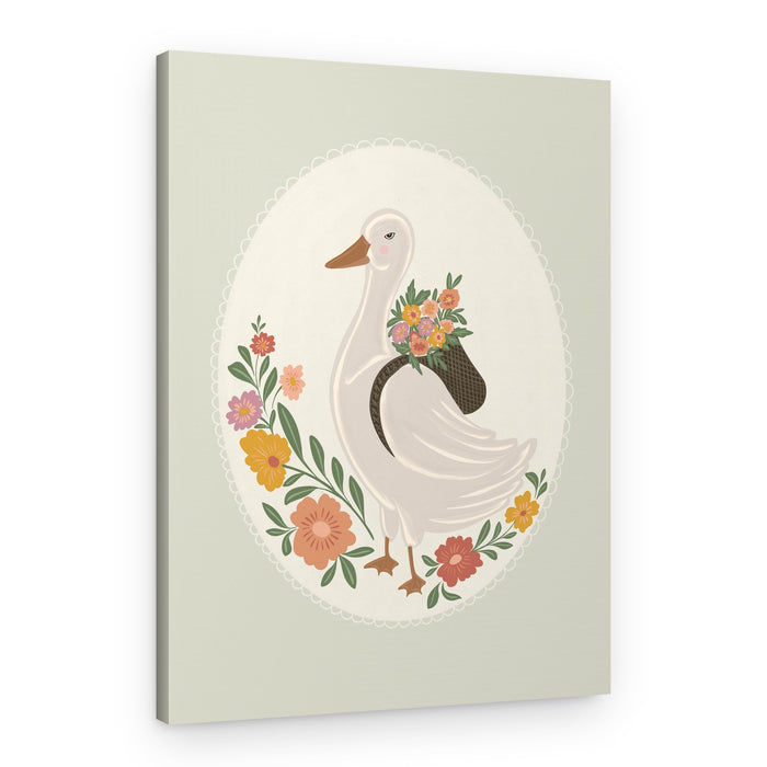 Whimsical Floral Goose – Canvas Print