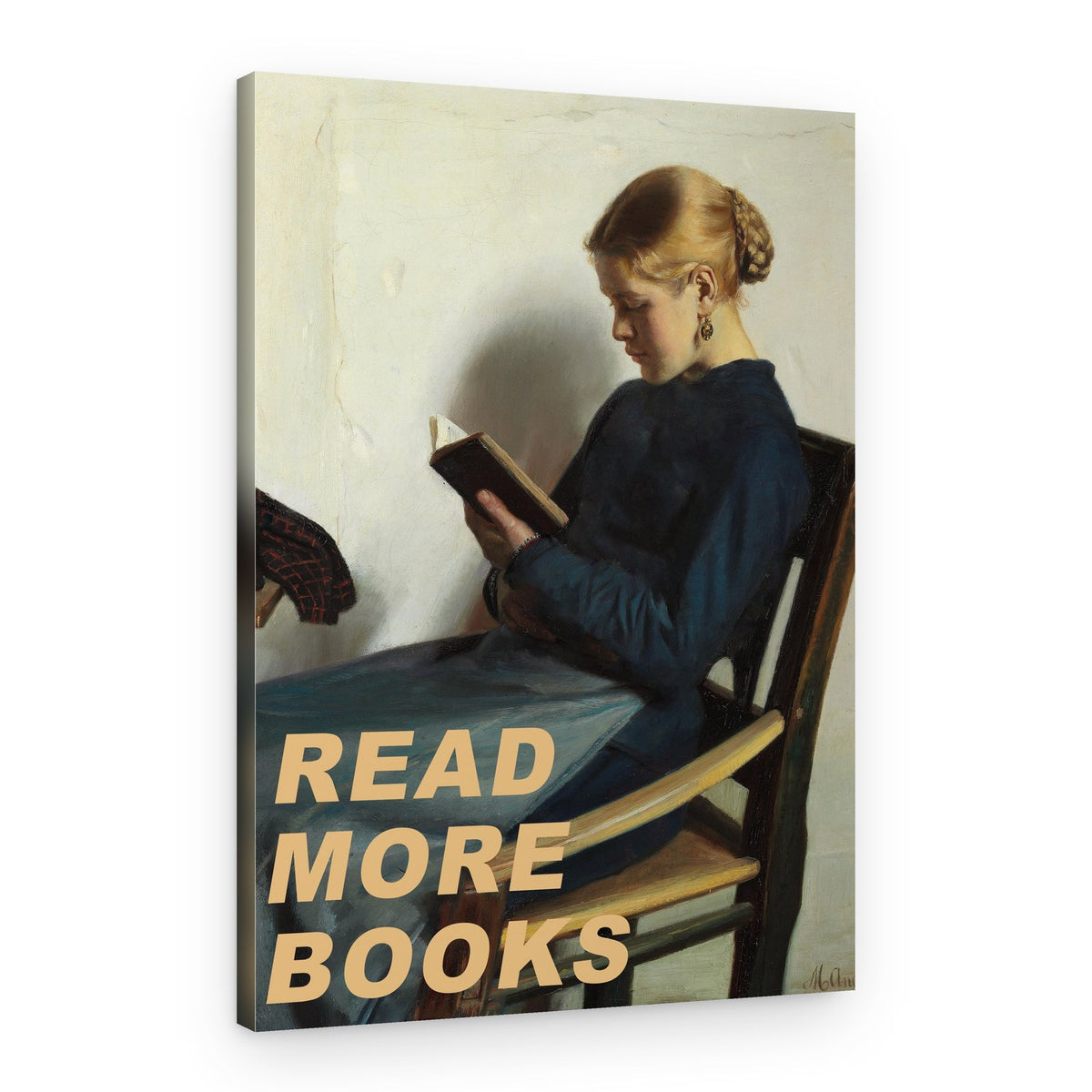 Pensive Woman Reading Book – Canvas Print