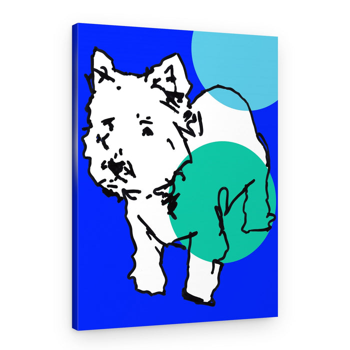Playful Westie Illustration – Canvas Print