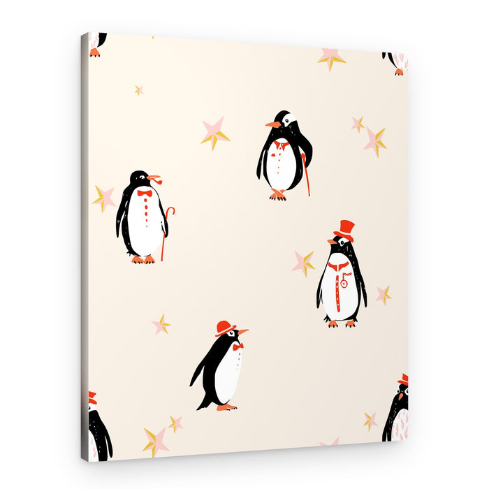 Dapper Penguins And Stars – Canvas Print
